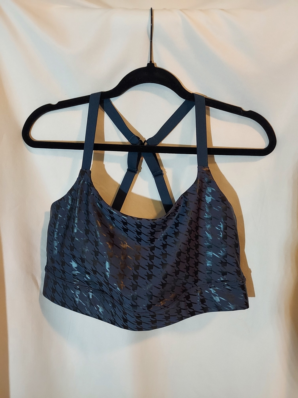 Savage X Fenty Band-It Houndstooth Low-Impact Sports Bra Navy Blue - 2X